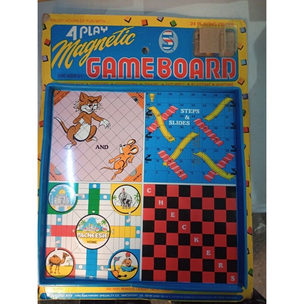 4 Play Magnetic Game Board 24 Playing Pieces For Ages 5+